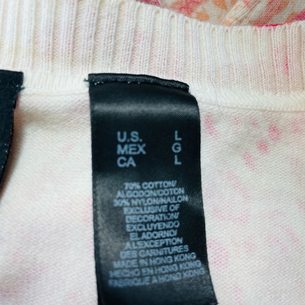 Axcess by Liz Claibore Pink Floral Button-Front Women's Scoop Neck Cardigan, L - Picture 5 of 7